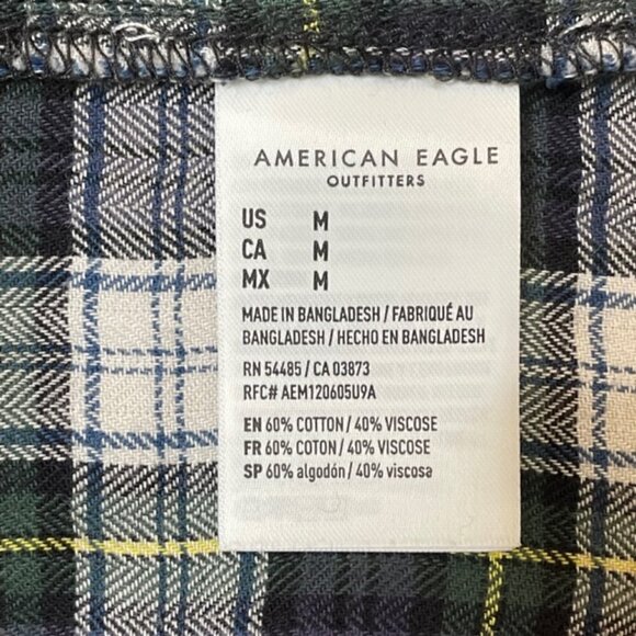 AMERICAN EAGLE Cropped Plaid Flannel Shirt - Size Medium - Picture 5 of 6